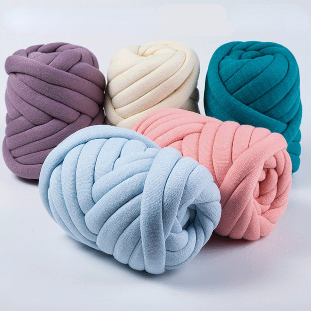 1kg Seamless Cored Cotton Yarn Coarse Wool Handwoven Pet Cat's Nest Carpet  Cushion Big Twist Tubular